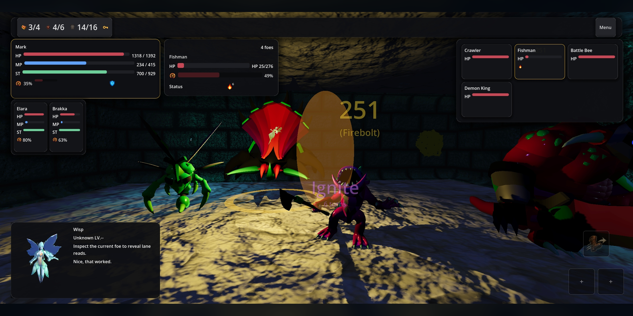 Party choosing abilities during a tactical battle