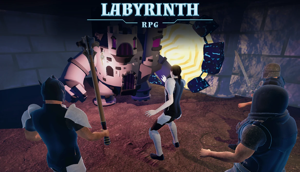 Labyrinth RPG key art showing the game's logo and fantasy characters