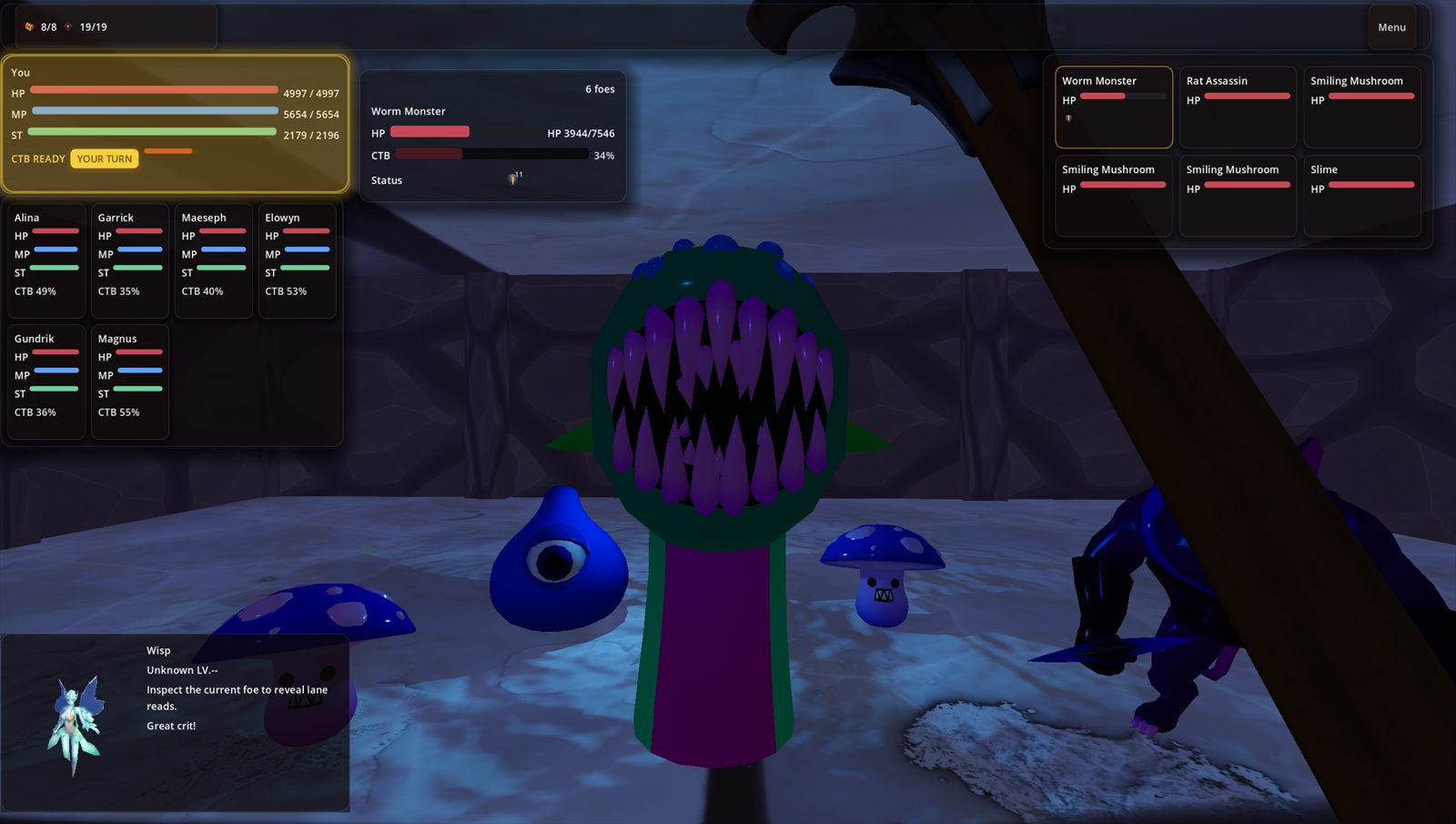 Labyrinth RPG tactical battle interface