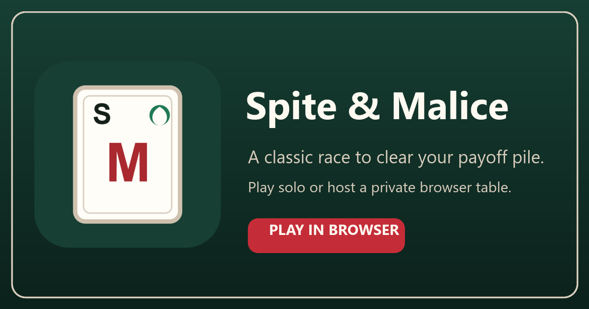 Spite and Malice browser card game