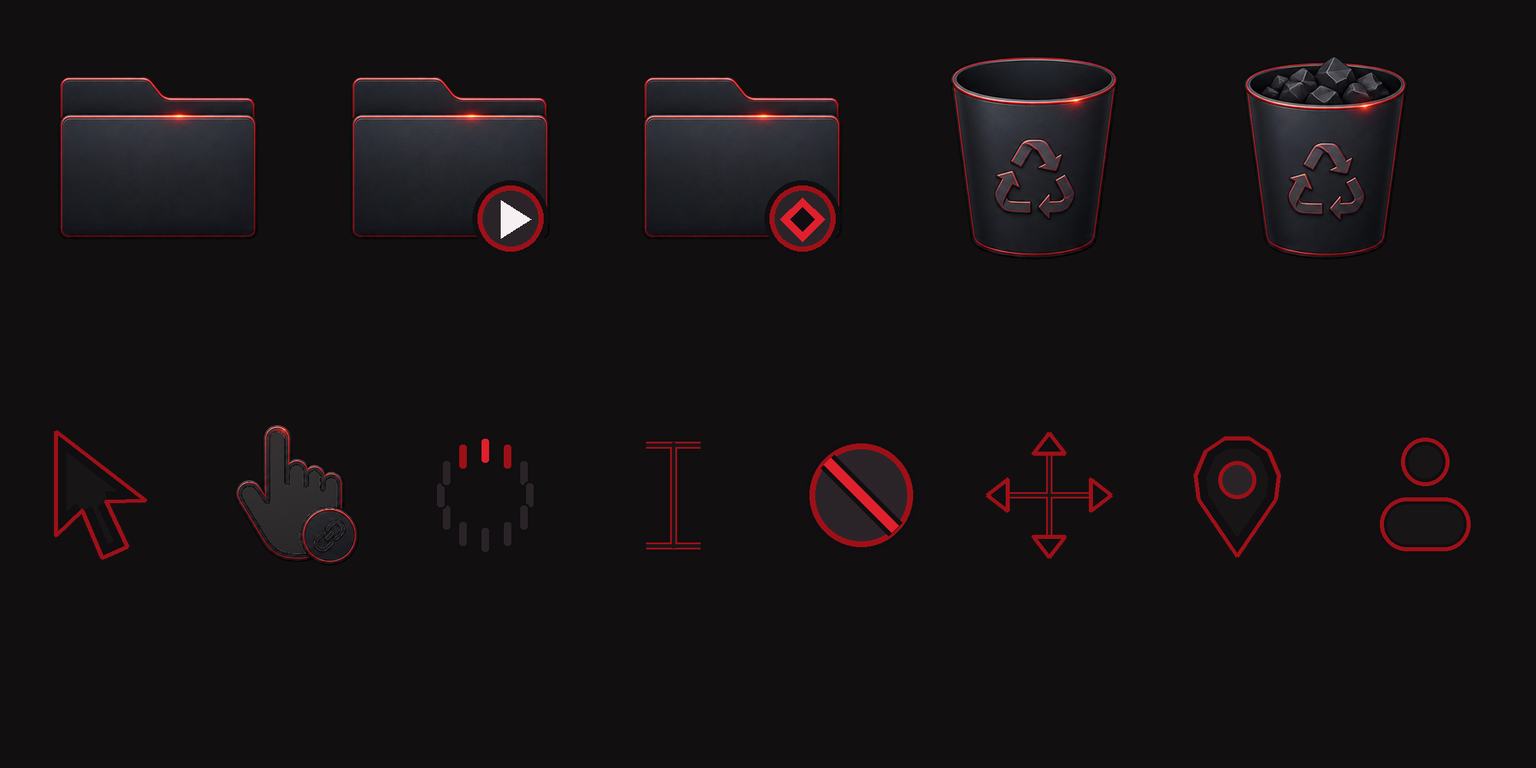 Crimson Obsidian Icons and Cursors Preview